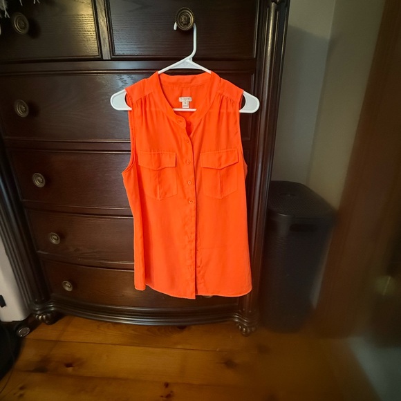 J. Crew Tops - Sleeveless Orange Button-Up Top JCrew bright sleeveless blouse